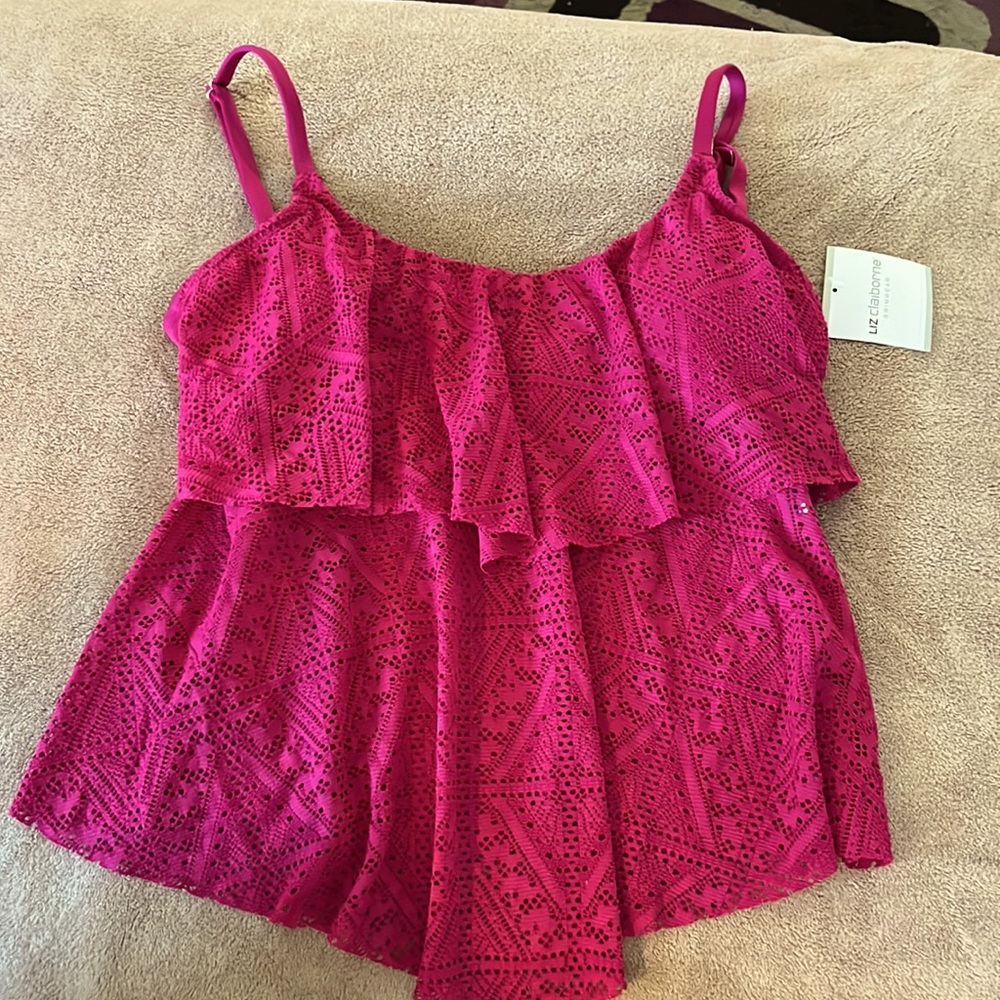 Liz Claiborne fuschia swim tankini